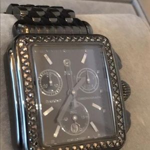 Michele black diamond Deco Watch.